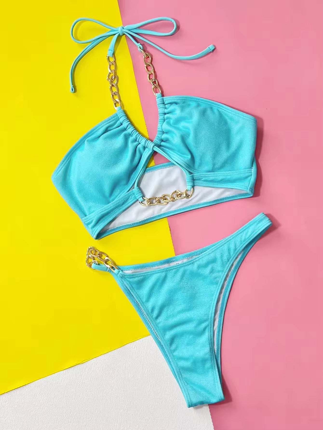 High cut halter 2 piece bikini
