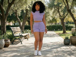 Load image into Gallery viewer, Women’s 2 piece lavender short set
